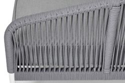 "Канны" левый модуль плетеный из роупа, каркас алюминий белый шагрень, роуп светло-серый круглый, ткань светло-серая