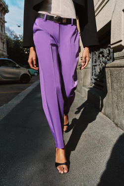 ZARA ПРЯМЫЕ БРЮКИ С РЕМНЕМ, ЛИЛОВЫЙ