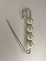 Булавка брошь "Жемчужины-стразы." для кардигана, пальто, платков, костюмов, одежды. Цвет жемчужный белый.