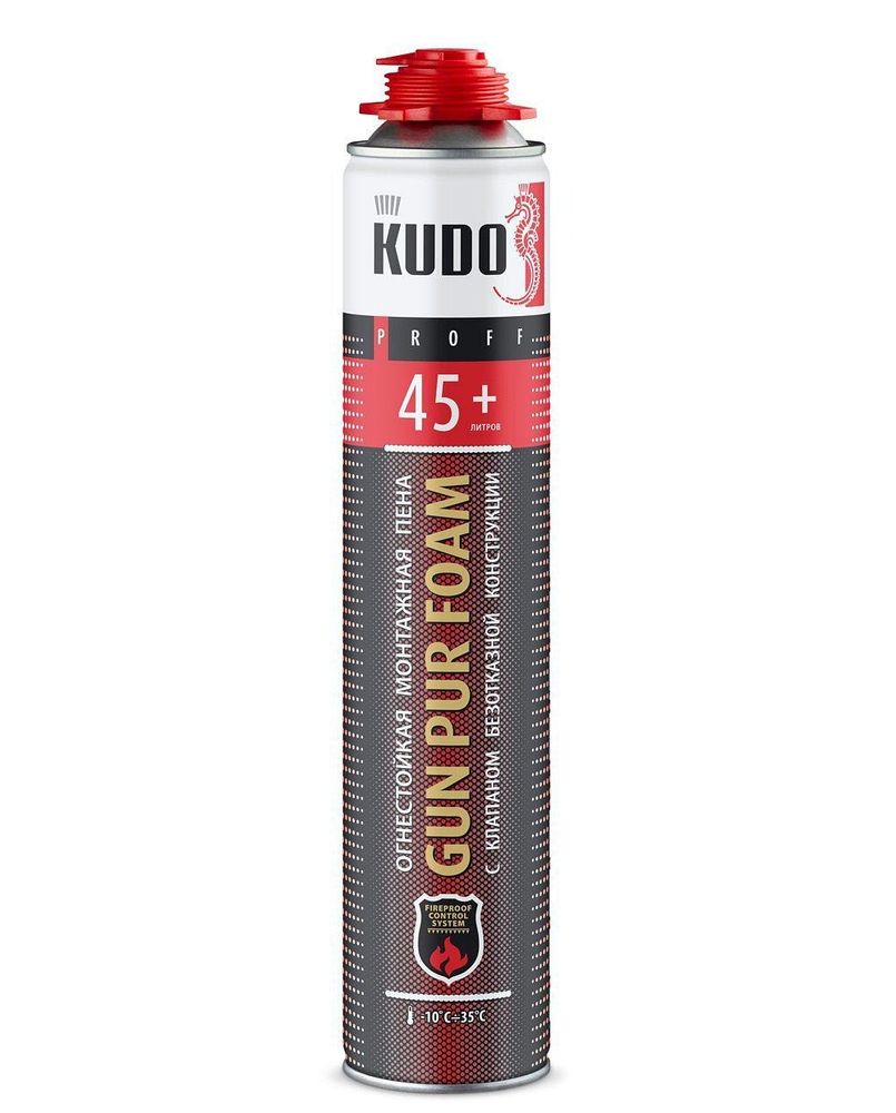 Пена монтажная KUDO PROFF 45+  противопожарная всесезон. профи  900г / KUPPF10U45+