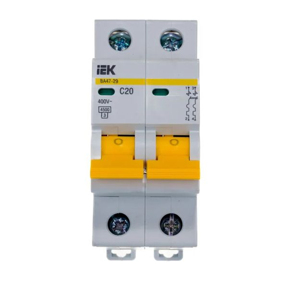 Выключатель автоматический модульный 2п C 20А 4.5кА ВА47-29 KARAT IEK MVA20-2-020-C