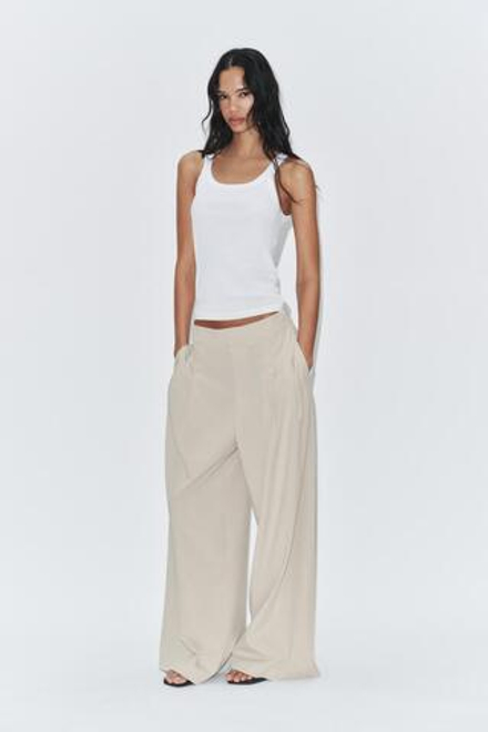 ZARA БРЮКИ С ЗАЩИПАМИ, ЦВЕТ ЛЬДА