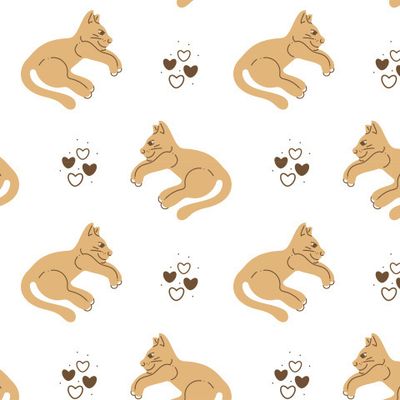 Кошка и сердечки