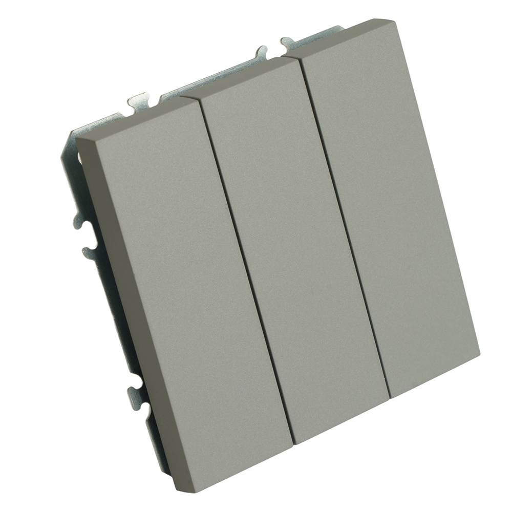 Выключатель 3-клавишный (механизм), STEKKER, 250В, 10А, серия Эмили, RSW10-5108-10, платиново-серый, soft touch 49948