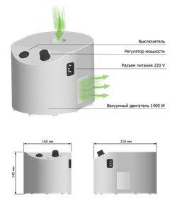 Вытяжка для педикюра Nail Assistant с насадкой №3 для правши