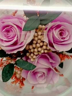 натуральные кустовые розы в стекле, вакуум*