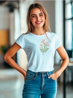 Футболка больших размеров с принтом цветы