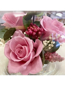 натуральные кустовые розы в стекле, вакуум*