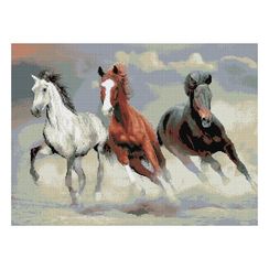 Almaz qaşlarla mozaika \ Алмазная мозаика \ Diamond painting  ТРИ СОВЫ "Тройка лошадей", 50*70см