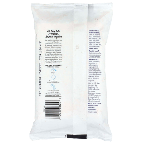 Summer's Eve, Ultimate Odor Protection™, очищающие салфетки со сбалансированным уровнем pH, легкая свежесть, 32 салфетки