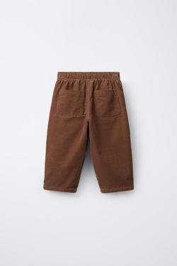 ZARA ВЕЛЬВЕТОВЫЕ БРЮКИ С ПУГОВИЦАМИ НА ПОДКЛАДКЕ, РЫЖЕВАТО-КОРИЧНЕВЫЙ