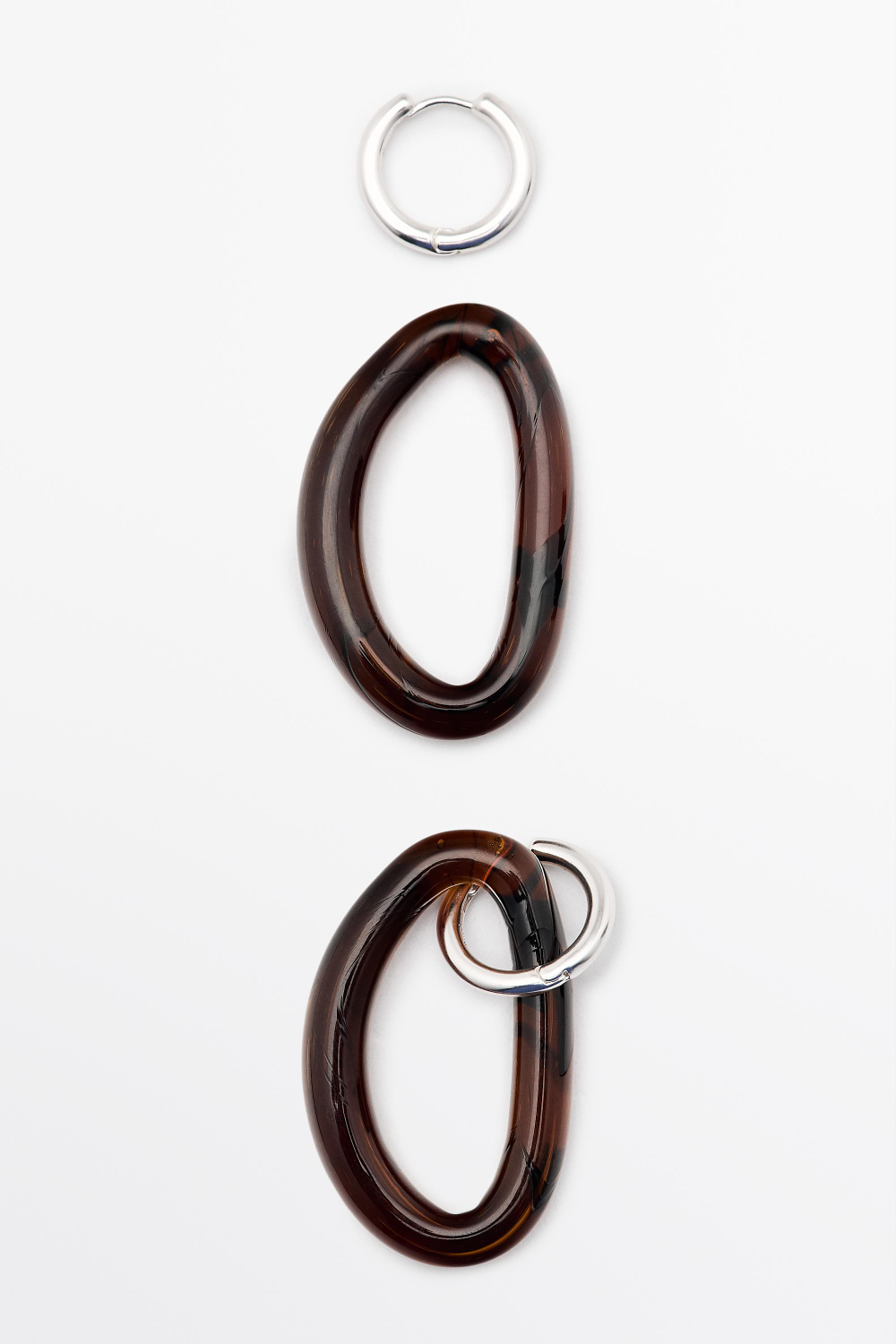 Massimo Dutti Стеклянные серьги-кольца, карамельный