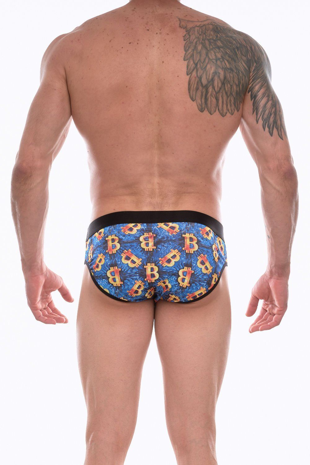Синие трусы-брифы с разноцветным принтом Don Moris (Размер: M) (Цвет: синий)