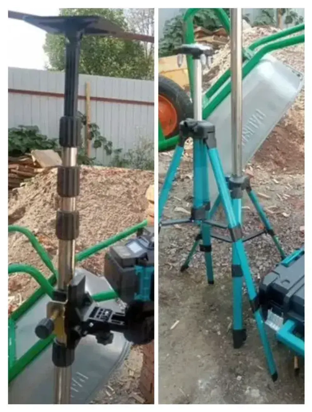 Распорная штанга-штатив для лазерного уровня 4 м с треногой + поворотная головка 360 / телескопическая/нержавеющая сталь