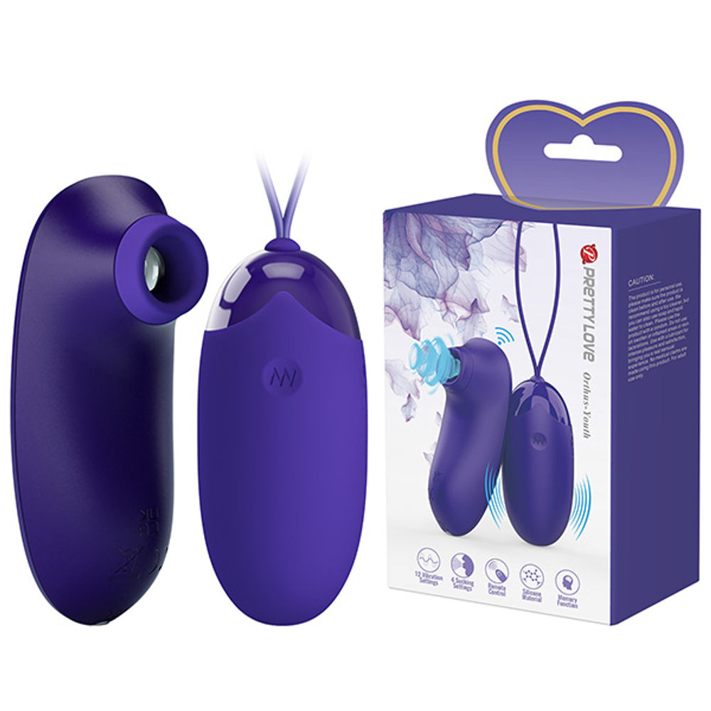 Набор: вакуумный стимулятор и виброяйцо с пультом ДУ Pretty Love Vibrating Egg & Tapping Stimulator Purple BI-014901WL