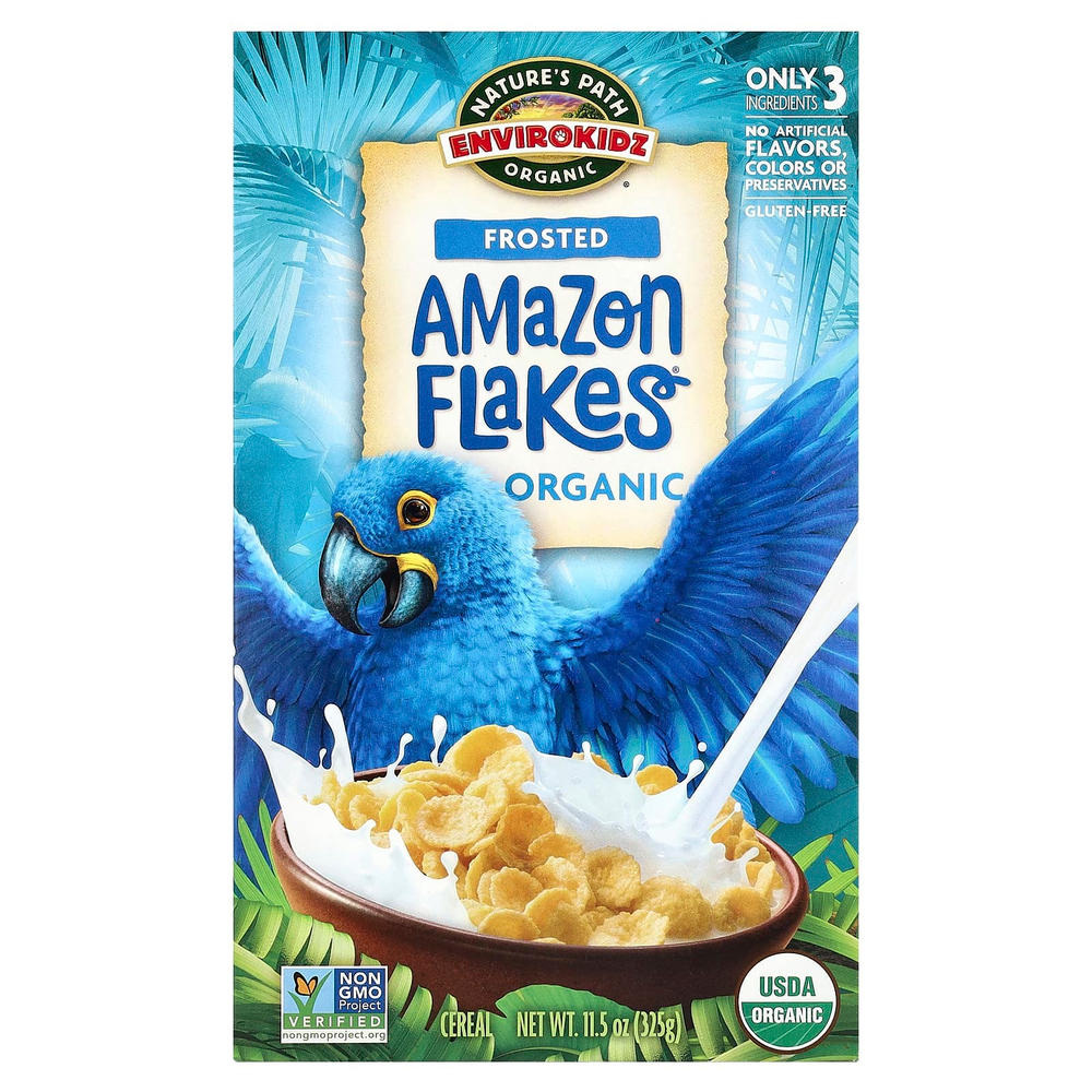 Nature's Path, Envirokidz Organic, Amazon Flakes, органические кукурузные хлопья, в глазури, 325 г (11,5 унции)