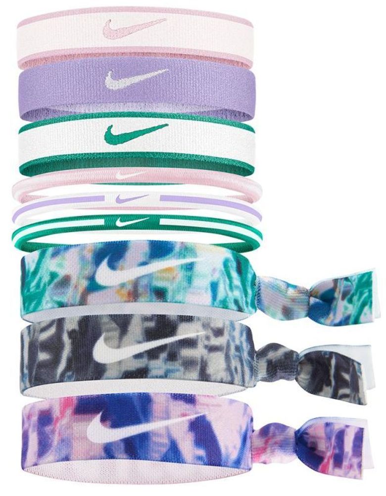 Резинка на голову Nike Ponytail Holders 9P - light thistle/doll/neptune green