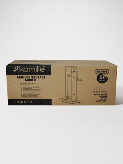 Шприц для колбас 5 л. Kamille KM-6508 из нержавеющей стали с силиконовыми насадками