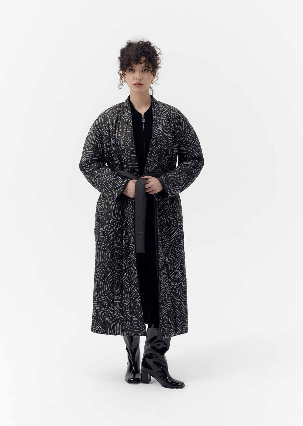 Двустороннее стёганное пальто, черный, м.2437 р. L/XL