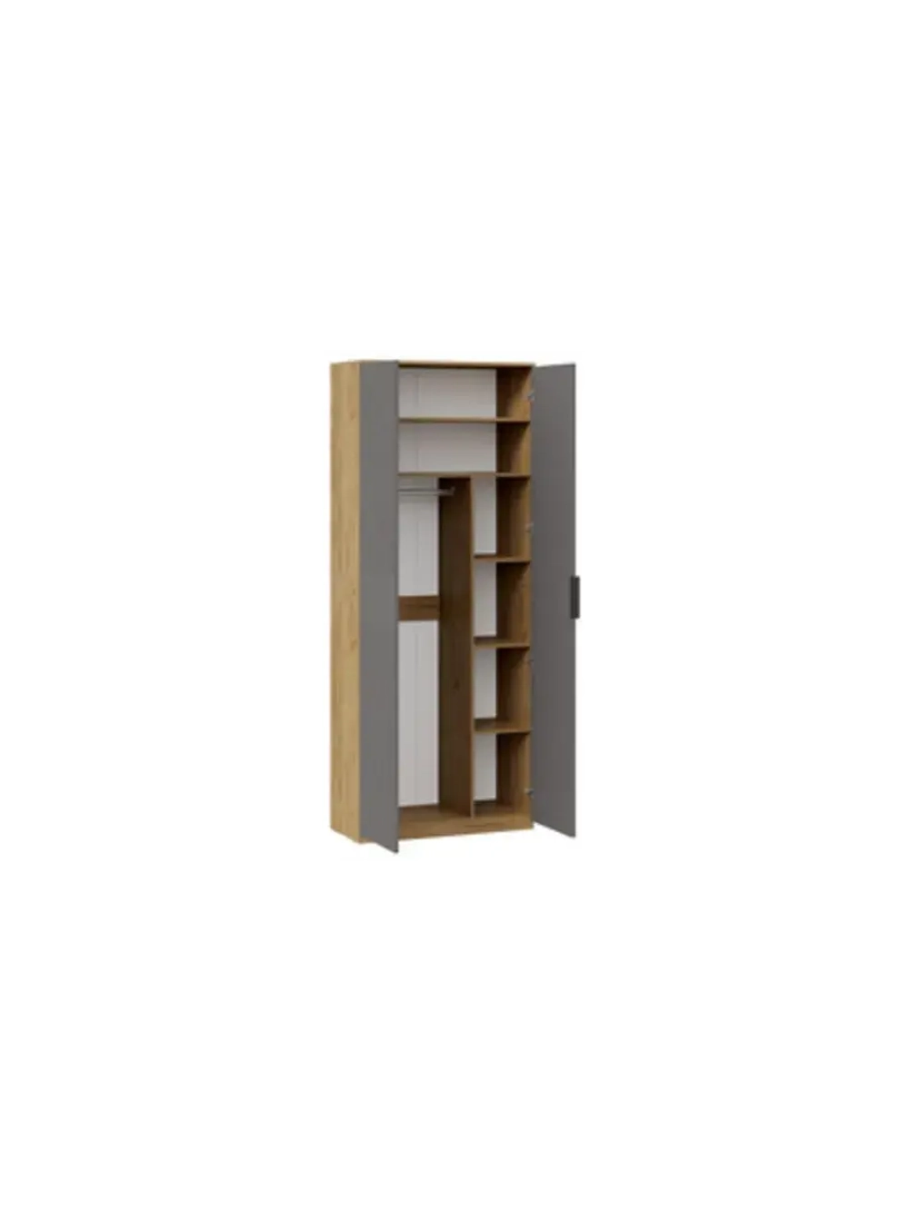 Шкаф для одежды Дуб Крафт золотой, Графит 90х43х226