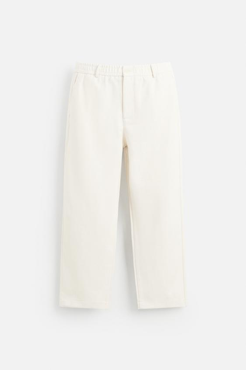 ZARA БРЮКИ REGULAR FIT ИЗ ТКАНИ С ТЕКСТУРОЙ, ЭКРЮ