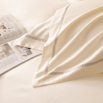 Комплект постельного белья Однотонный Сатин Премиум широкий кант на резинке OCPKR022