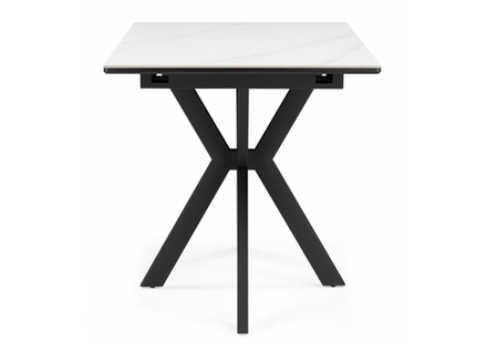 Керамический стол Woodville Гардинг 100(130)x70 белый мрамор, черный