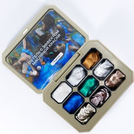 TopShopNails UV Gel - Палетка гелей с эффектом масляной краски Дега, 9 цветов