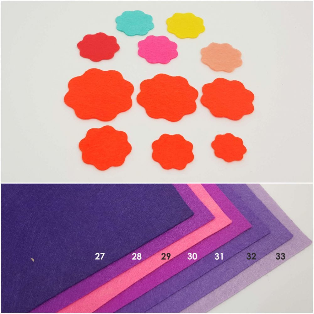 Фетровые пяточки круглые "волна" 35мм, цвет № 28 фиолетовый (1уп = 192шт)