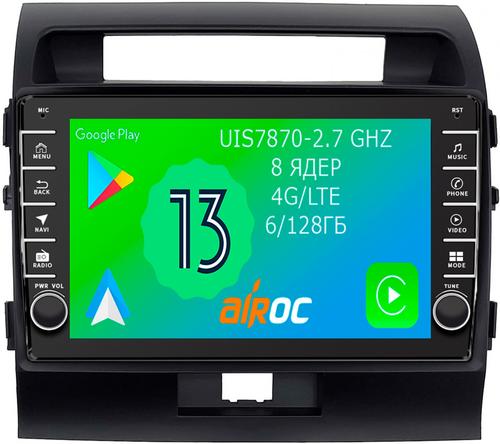 Магнитола для Toyota Land Cruiser 200 2007-2015 (экран климата внизу) - Airoc AB-1111 (кнопки и крутилки), Android 13, Быстрая, SIM-слот, CarPlay