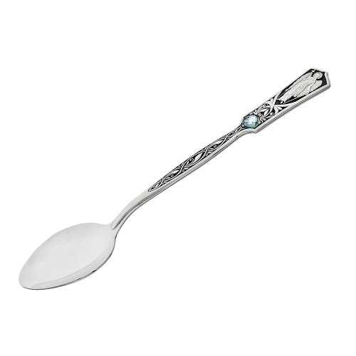 Ложка  из серебра/Чернение/Ангел-Хранитель/Со вставкой из фианитов