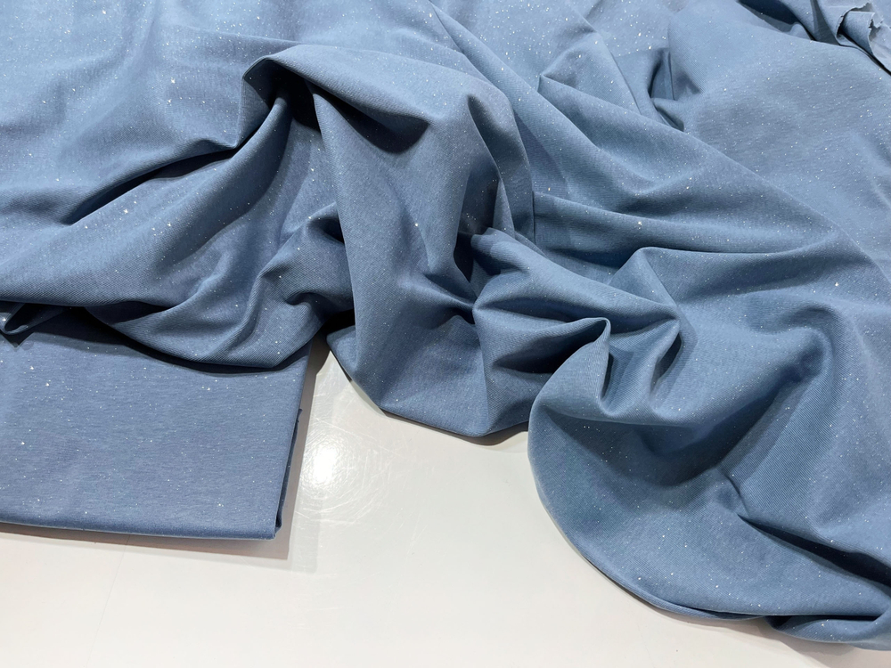 ДЖИНС - Кулирка БЛЕСК плотная 100% х/б, компакт пенье (1380 Елена)