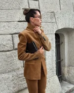 Жакет классический вельветовый, Коричневый