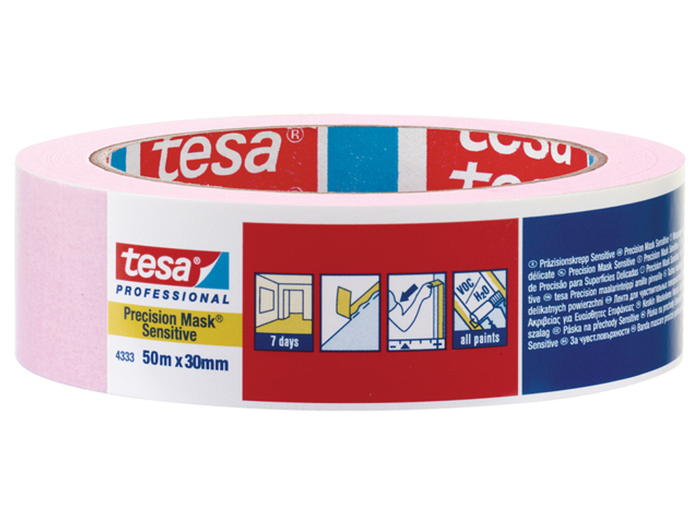 Малярная лента для деликатных поверхностей tesa® 04333, розовая
