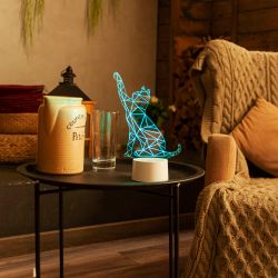 ULI-M501 RGB-3AAA CATTY-WHITE Светильник декоративный с эффектом 3D Кошка. на батарейках 3AAA не в-к. 1 светодиод. RGB свет. USB кабель в-к. TM Uniel