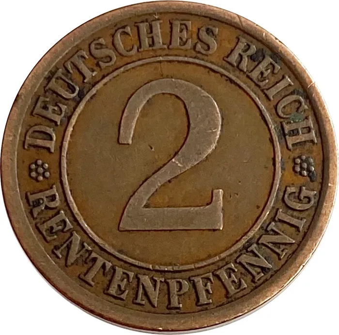 2 рентенпфеннига 1924 Германия "J"