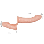 Телесный женский вибрострапон 17,5см на поясе с вагинальной вибропробкой 11см Baile Ultra Passionate Harness BW-022060