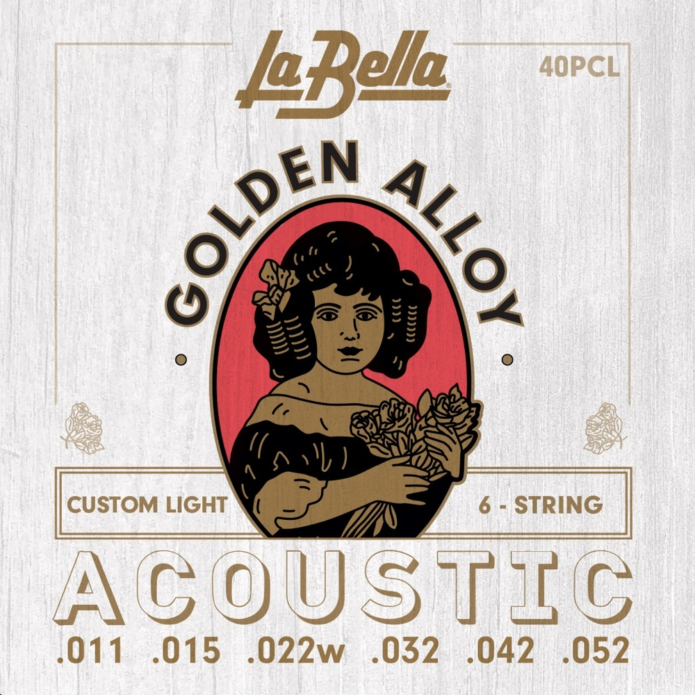 40PCL Golden Alloy Комплект струн для акустической гитары, бронза 80/20, 11-52, La Bella