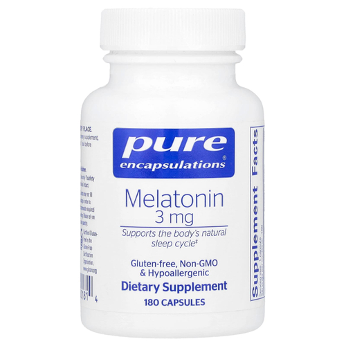 Pure Encapsulations, Мелатонин, 3 мг, 180 капсул
