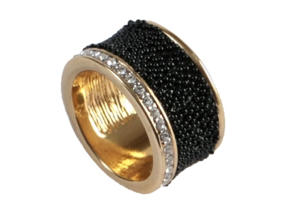 &quot;Феруза&quot; кольцо в золотом покрытии из коллекции &quot;Черная икра&quot; от Jenavi