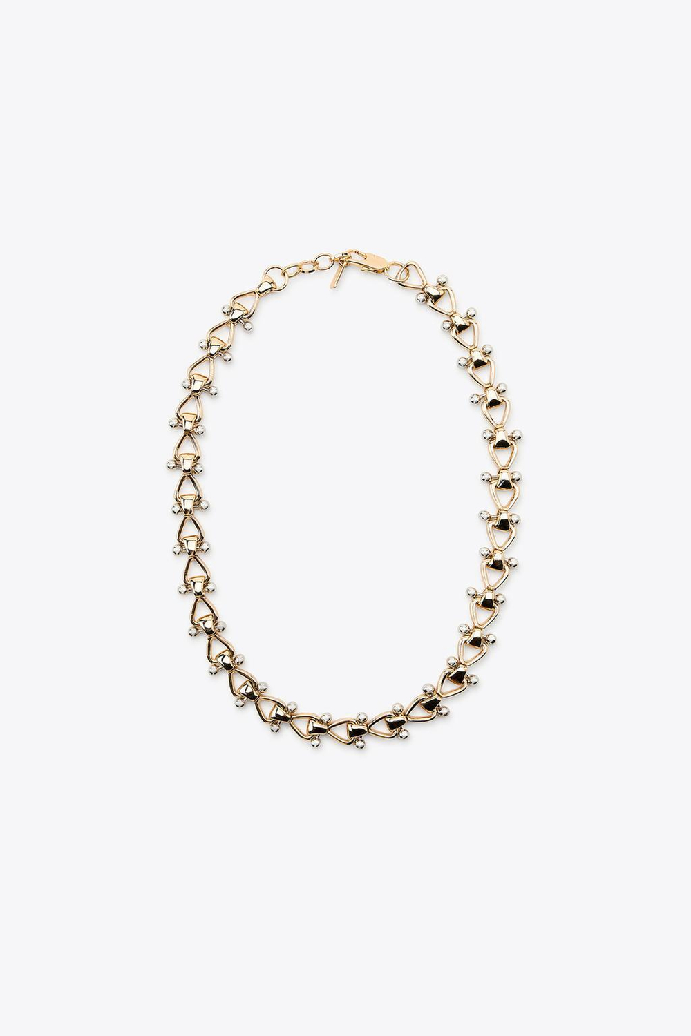 ZARA КОМБИНИРОВАННОЕ ОЖЕРЕЛЬЕ ИЗ МЕТАЛЛИЧЕСКИХ ДЕТАЛЕЙ, ЗОЛОТИСТЫЙ