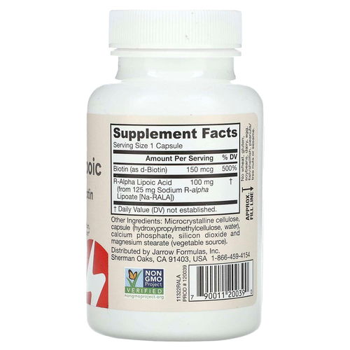 Jarrow Formulas, R-альфа-липоевая кислота Best, 100 мг, 60 растительных капсул
