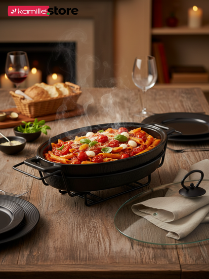 Мармит керамический 3,5 л. овальный Kamille KM 6430 подставка на 2 свечи