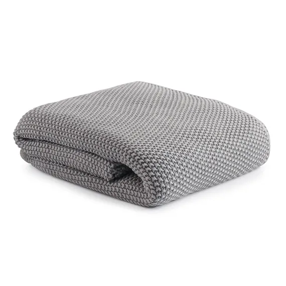 Плед из стираного хлопка серого цвета Essential, 130х180 см