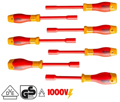 Набор изолированных торцовых отверток 7шт. 6-12мм INGCO HKISD0701 INDUSTRIAL