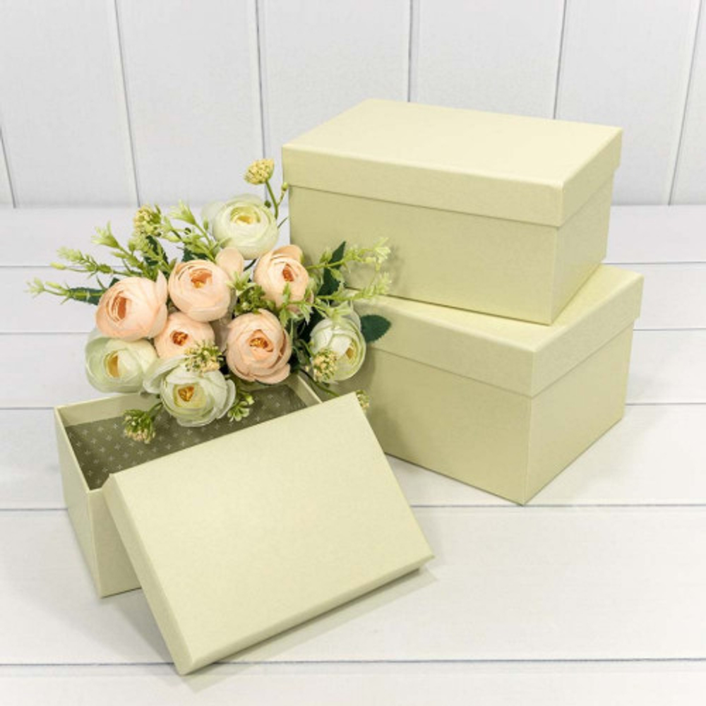 Коробка 22х15х11.5 см Набор 3 шт (Бежевый)