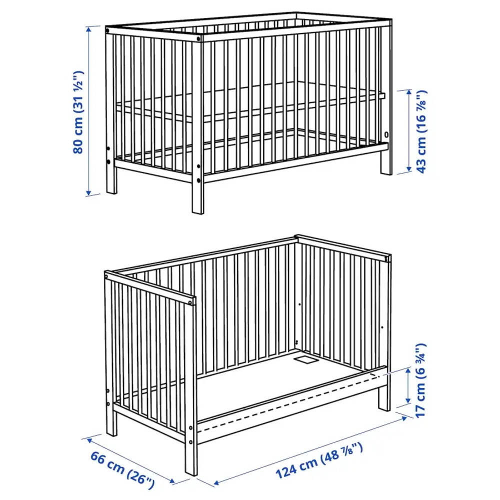 Кровать для новорожденных - IKEA GULLIVER, 60x120 см, белый, ГУЛЛИВЕР ИКЕА