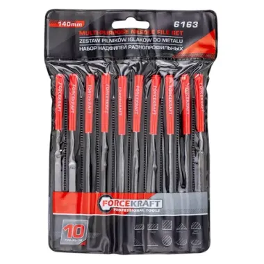 Набор надфилей разнопрофильных 10пр.(L-140мм,Ø3мм),в блистере FORCEKRAFT FK-6163