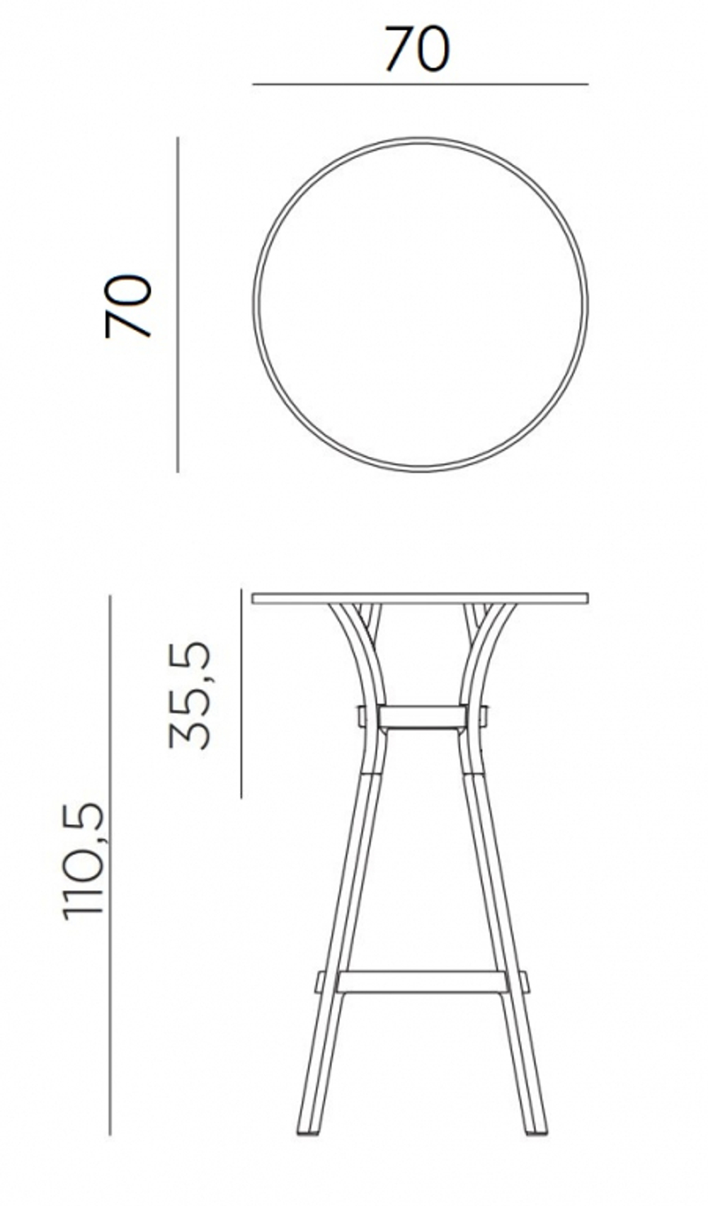 Стол пластиковый барный Nardi Combo High 70, гипс