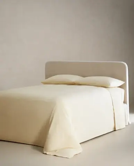 ZARA HOME (200 НИТЕЙ) ПОДОДЕЯЛЬНИК ИЗ ХЛОПКА ПЕРКАЛЬ, ЖЕЛТЫЙ